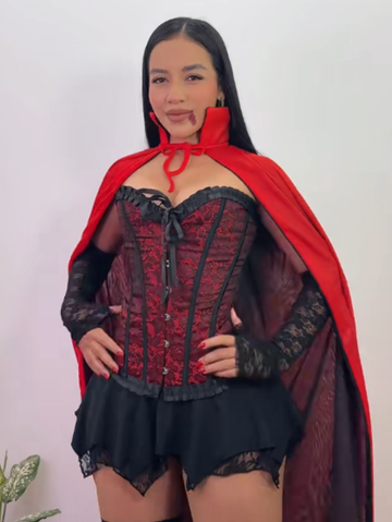 Set: Korsett Dessous Blumen Vampirin